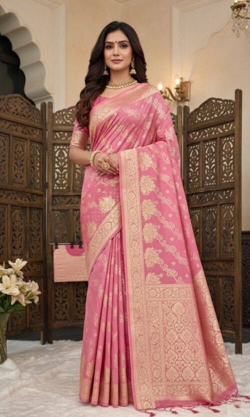 Zari n Meenakari Weaving in Full Saree