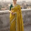 Soft Vichitra Silk Designer Saree with Thread & Sequence Work