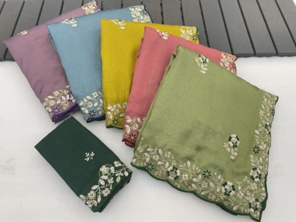 Soft Vichitra Silk Designer Saree with Thread & Sequence Work