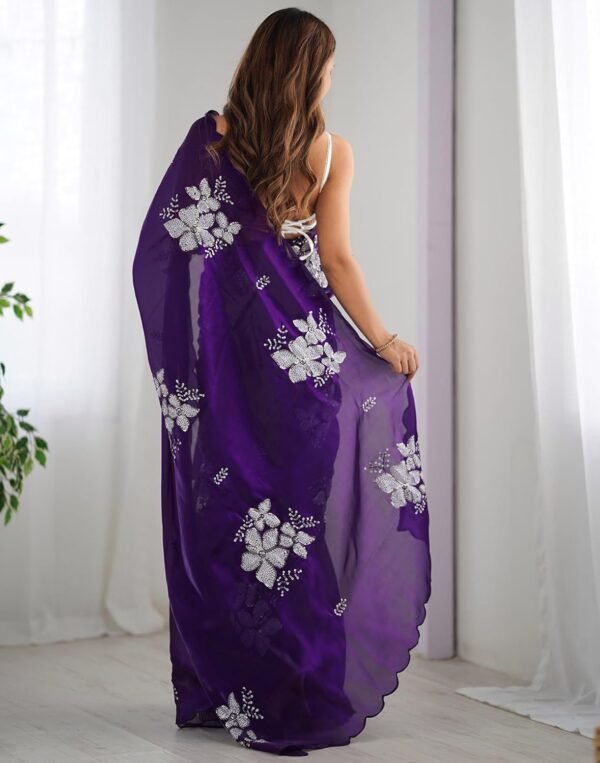 Purple Designer Shaded Saree with Double Sequence Border