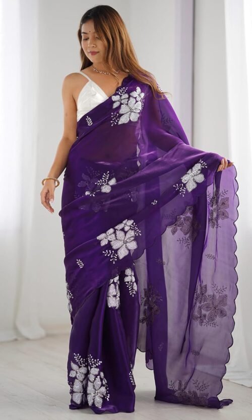 Purple Designer Shaded Saree with Double Sequence Border