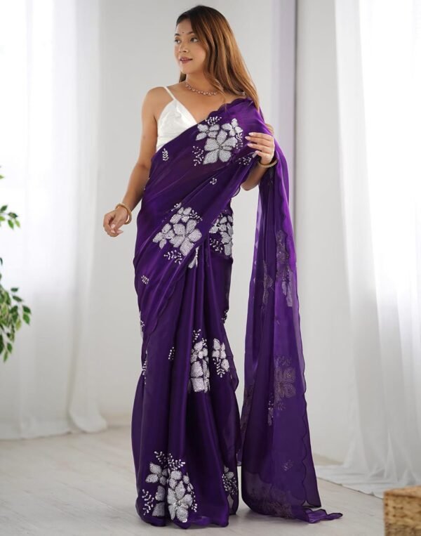 Purple Designer Shaded Saree with Double Sequence Border