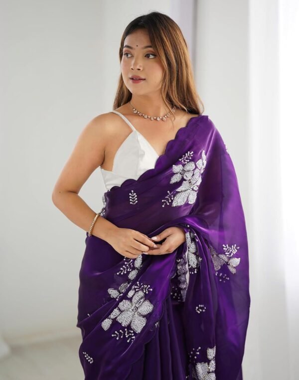 Purple Designer Shaded Saree with Double Sequence Border