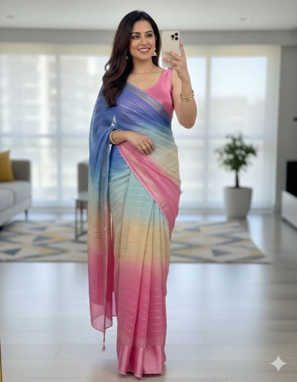 Soft Multicolor Gradient Georgette Saree for Women