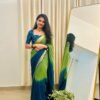 Green Ombre Viscose Georgette Saree with Designer Border