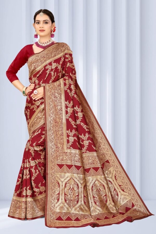 IMG-20260223-WA0050 Red Banarasi Soft Silk Saree with Traditional Weaving