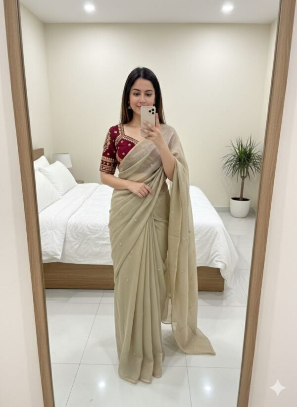 Designer Tissue Silk Party Wear Saree with Stitched Blouse