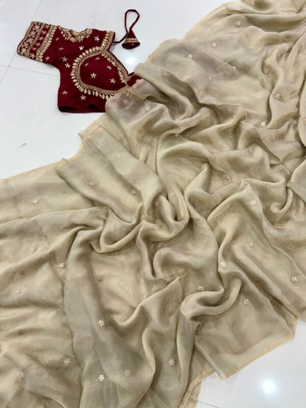 Designer Tissue Silk Party Wear Saree with Stitched Blouse