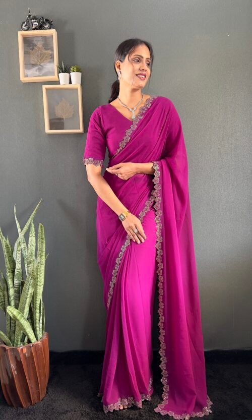 Premium Georgette Festive Saree with Embellished Blouse