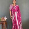 Pink Moss Silk Ready to Wear Saree with Print Design
