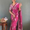Pink Moss Silk Ready to Wear Saree with Print Design