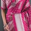 Pink Moss Silk Ready to Wear Saree with Print Design