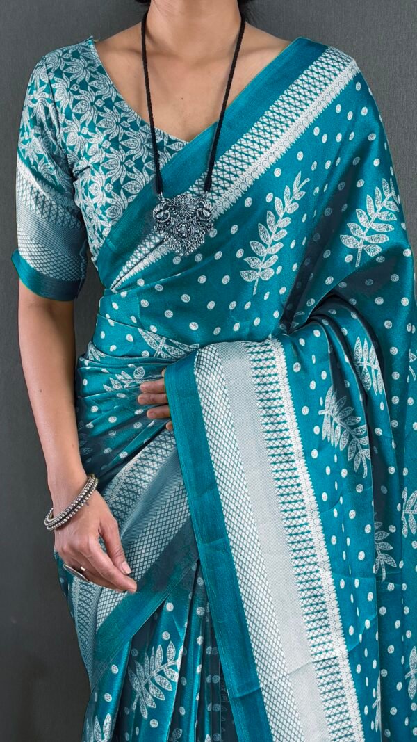 IMG_20260223_131512_879 Teal Moss Silk Ready Wear Saree with Print Design