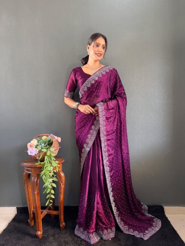 Premium Rangoli Silk Ready to Wear Saree with Swarovski Work