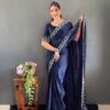 Designer Rangoli Silk Pre-Stitched Saree with Crystal Work