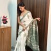 Designer Green Printed Mul Cotton Ready Wear Saree