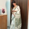 Designer Green Printed Mul Cotton Ready Wear Saree