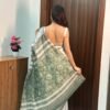 Designer Green Printed Mul Cotton Ready Wear Saree