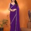 Georgette Saree with Mirror Lace Work Designer Style