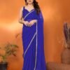 Georgette Saree with Mirror Lace Work Designer Style
