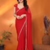 Georgette Saree with Mirror Lace Work Designer Style
