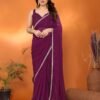 Georgette Saree with Mirror Lace Work Designer Style