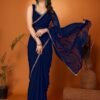 Georgette Saree with Mirror Lace Work Designer Style