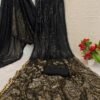 Black Georgette Sequin Saree with Embroidery Lace Border