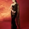 Black Georgette Sequin Saree with Embroidery Lace Border