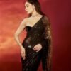 Black Georgette Sequin Saree with Embroidery Lace Border