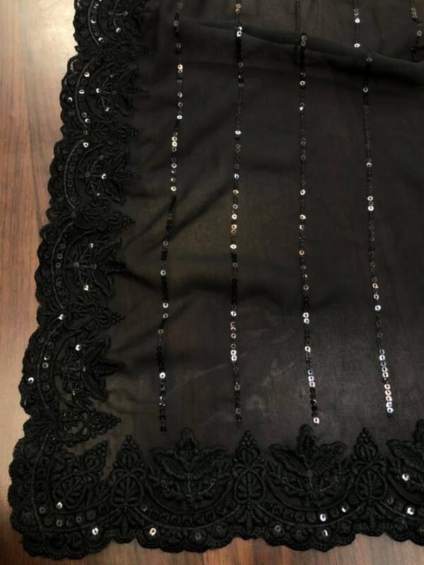 IMG-20260403-WA0130 Black Georgette Sequin Saree with Embroidery Pallu Work